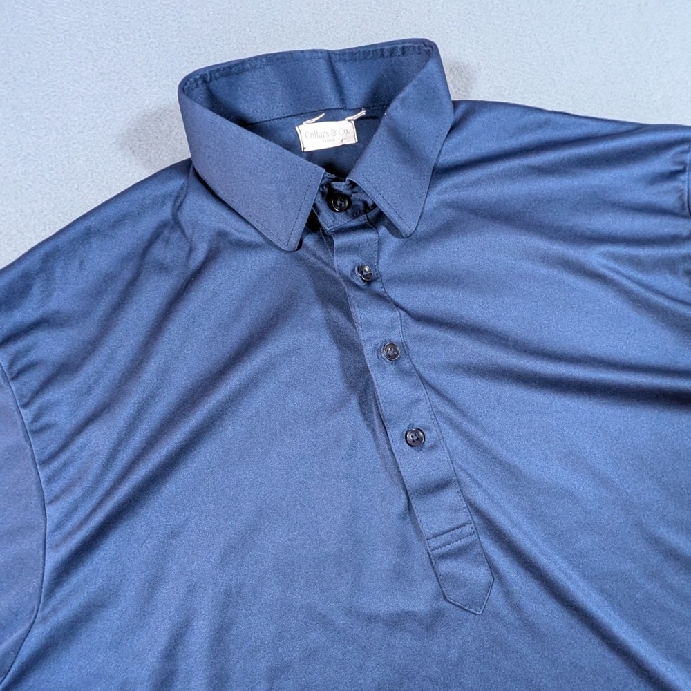 Collars & Co. Dress Collar Polo Mens XL Navy Blue Short Sleeve Performance Shirt